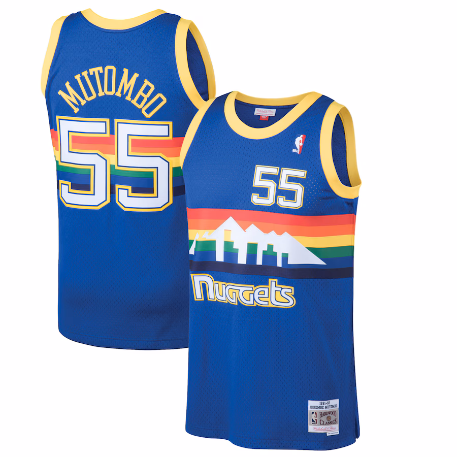 Men's Denver Nuggets Dikembe Mutombo Mitchell & Ness Blue 1991/92 Hardwood Classics Swingman Jersey - Jersey