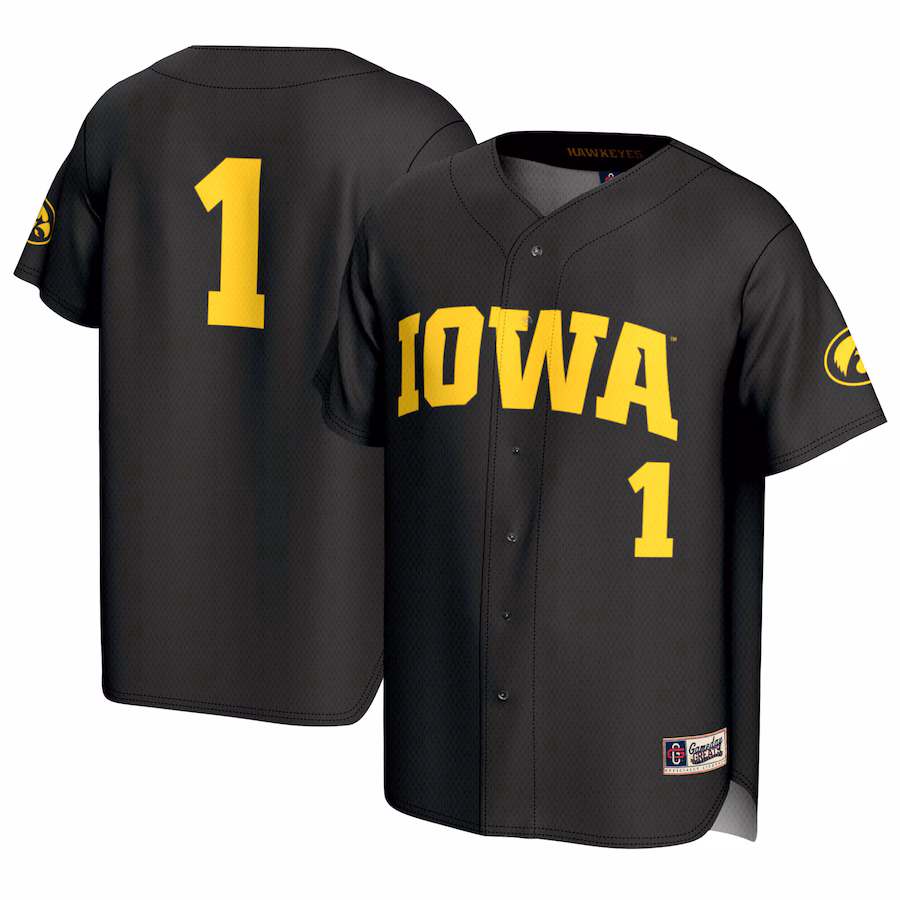 Unisex GameDay Greats #1 Black Iowa Hawkeyes Baseball Lightweight Fashion Jersey - Jersey