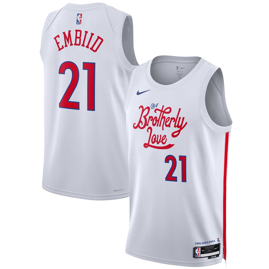 Unisex Philadelphia 76ers Joel Embiid Nike White 2022/23 Swingman Jersey - City Edition - Jersey