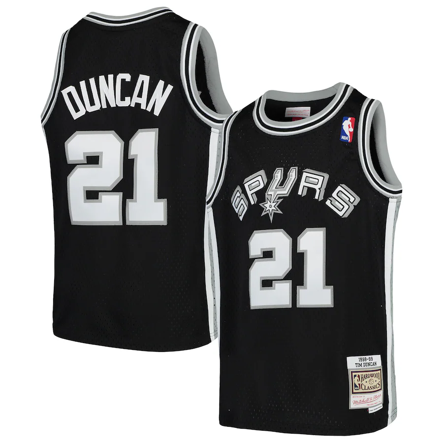 Youth San Antonio Spurs Tim Duncan Mitchell & Ness Black Swingman Throwback Jersey - Jersey
