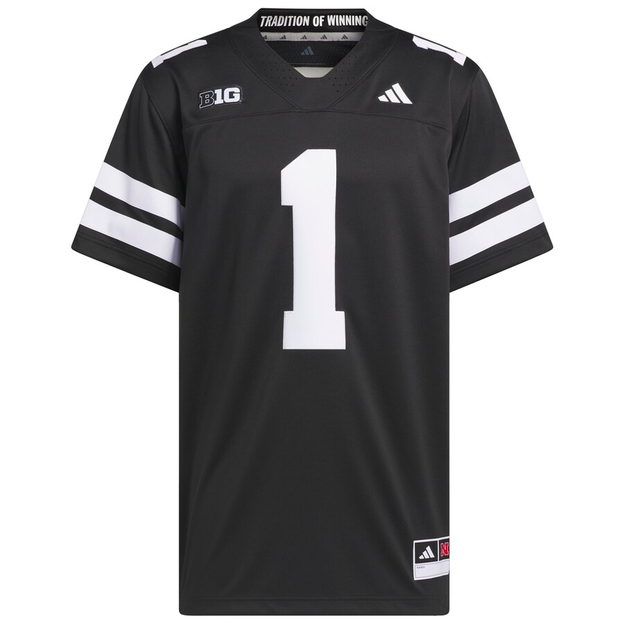 Men's adidas #1 Black Nebraska Huskers Alternate Premier Jersey - Jersey