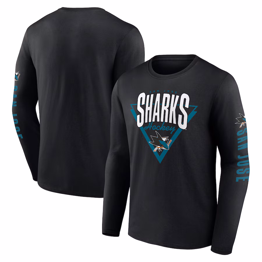 Men's San Jose Sharks Fanatics Black Headline Long Sleeve T-Shirt - Jersey