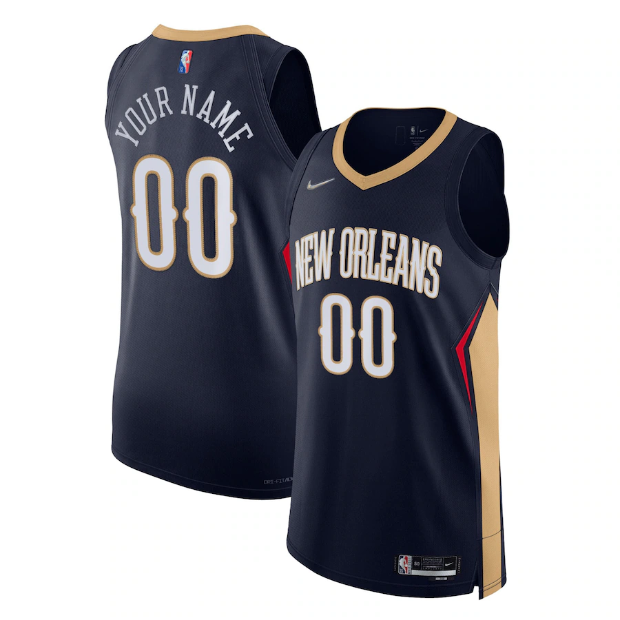 Men's New Orleans Pelicans Nike Navy 2021/22 Diamond Authentic Custom Jersey - Icon Edition - Jersey