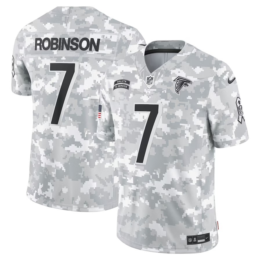 Men's Atlanta Falcons Bijan Robinson Nike Arctic Camo 2024 Salute to Service Limited Jersey - Jersey