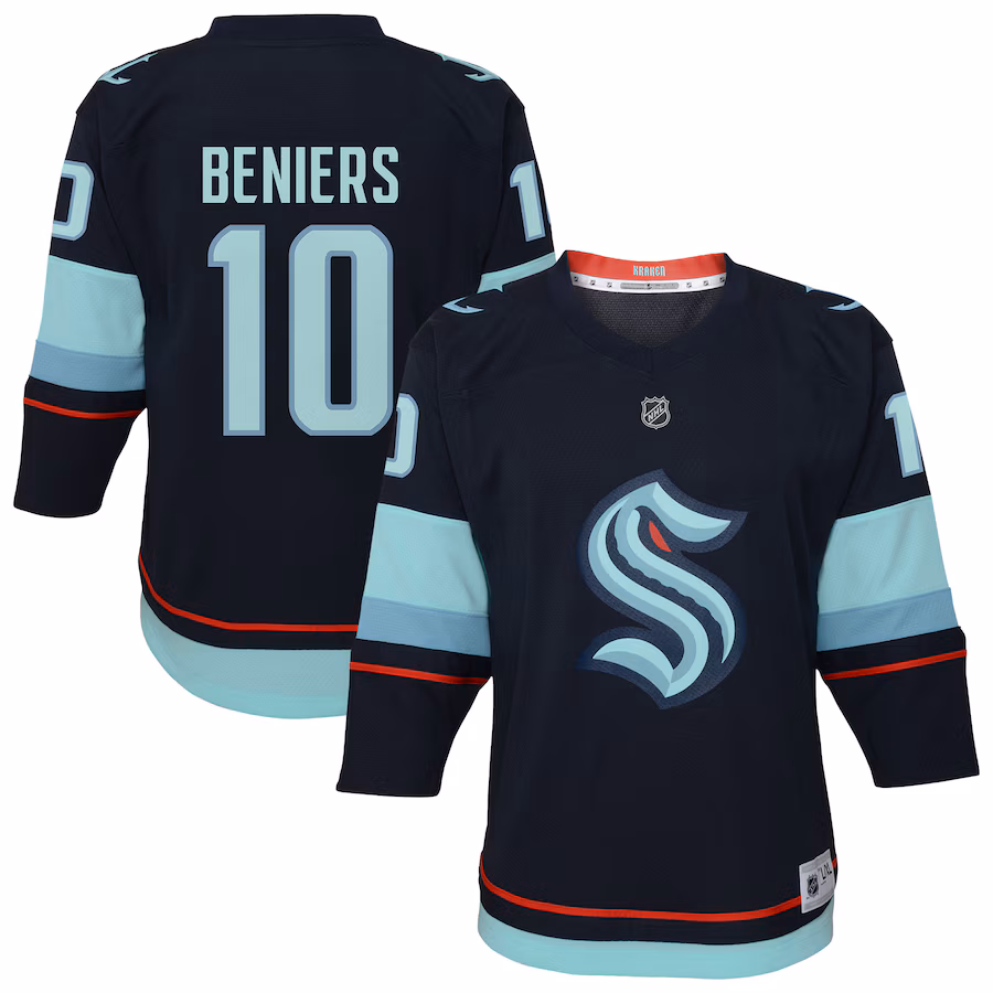 Youth Seattle Kraken Matty Beniers Navy Alternate Replica Player Jersey - Jersey