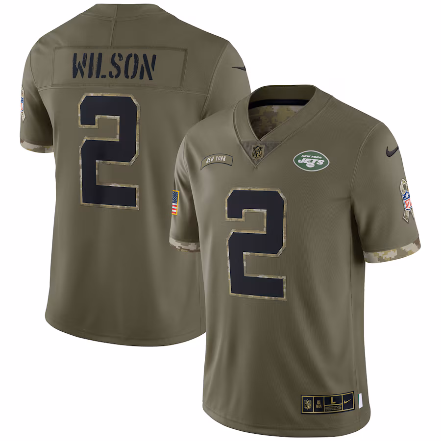 Men's New York Jets Nike Olive 2022 Salute To Service Limited Jersey - Jersey