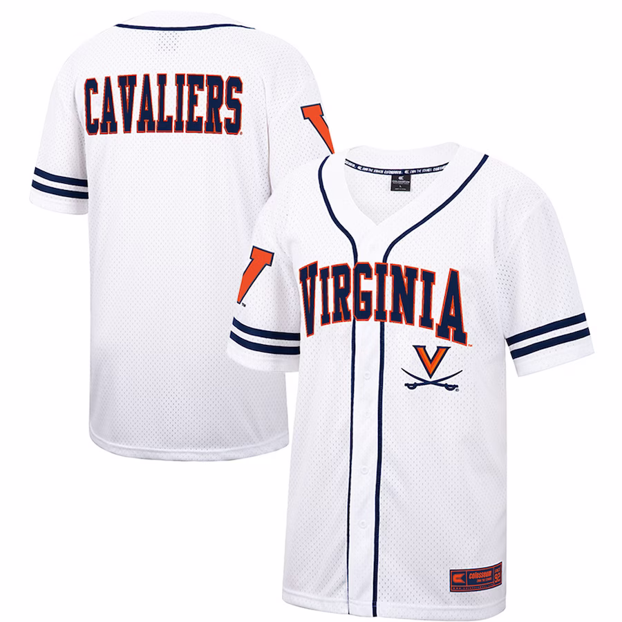 Virginia Cavaliers Colosseum Free Spirited Mesh Button-Up Baseball Jersey - White - Jersey