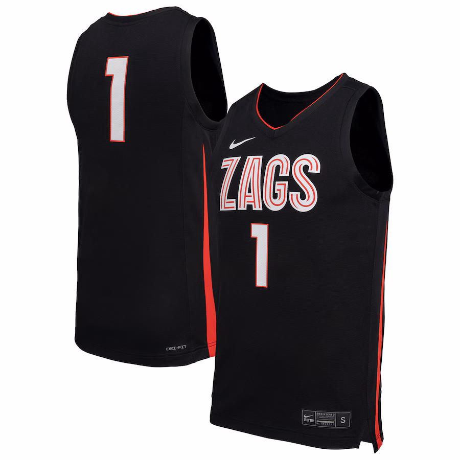 Men's Nike  Black Gonzaga Bulldogs  Replica Basketball Jersey - Jersey