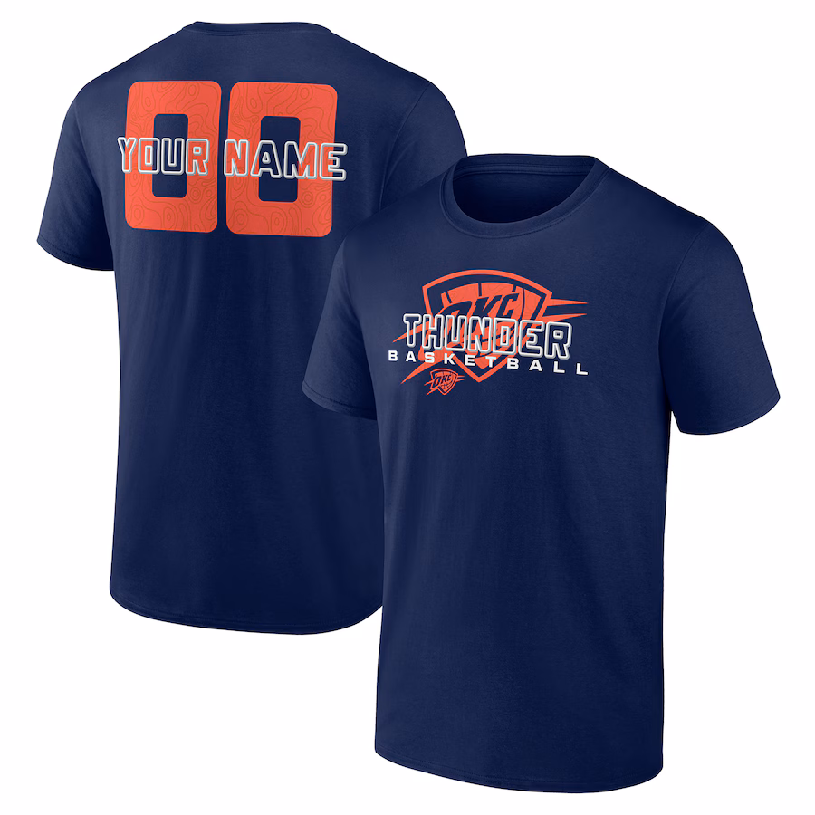 Men's Oklahoma City Thunder Navy Stellar Personalized Name & Number T-Shirt - Jersey
