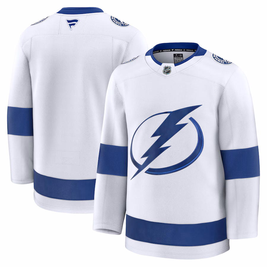 Men's Tampa Bay Lightning Fanatics White Away Premium Jersey - Jersey