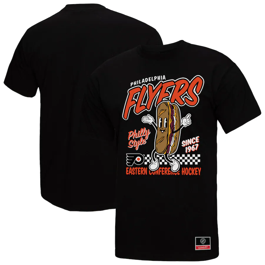 Men's Philadelphia Flyers Mitchell & Ness Black Local Food T-Shirt - Jersey