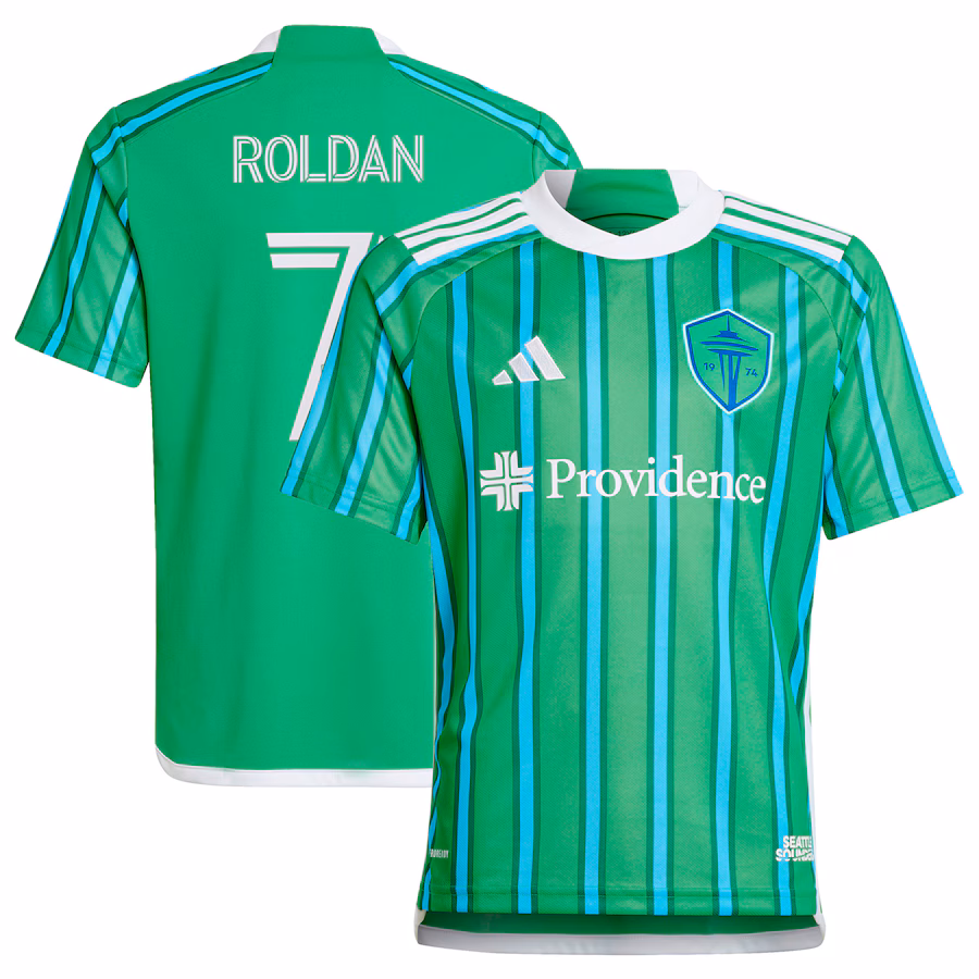Youth Seattle Sounders FC Cristian Roldan adidas Green 2024 The Anniversary Kit Replica Player Jersey - Jersey