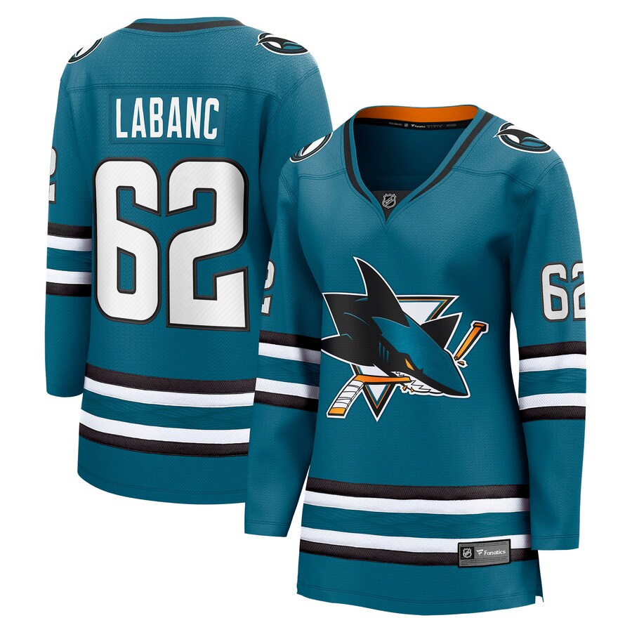 Women's San Jose Sharks Kevin Labanc Fanatics Branded Teal Home Breakaway Player Jersey - Jersey