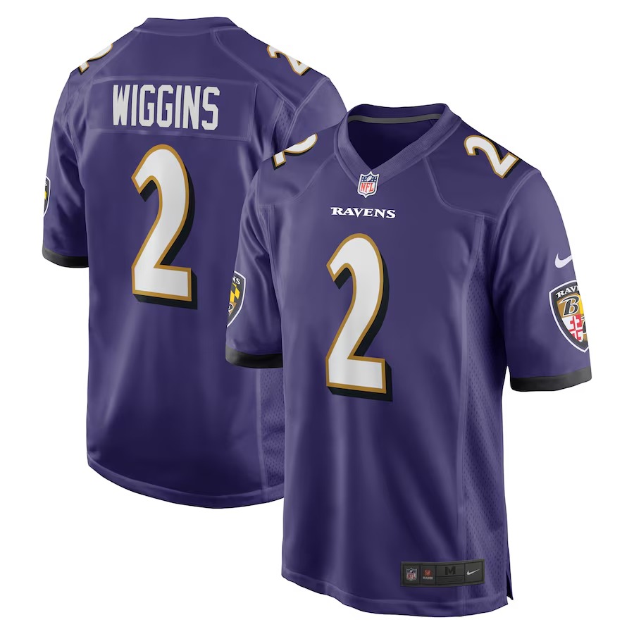 Men's Baltimore Ravens Nate Wiggins Nike Purple Player Game Jersey - Jersey