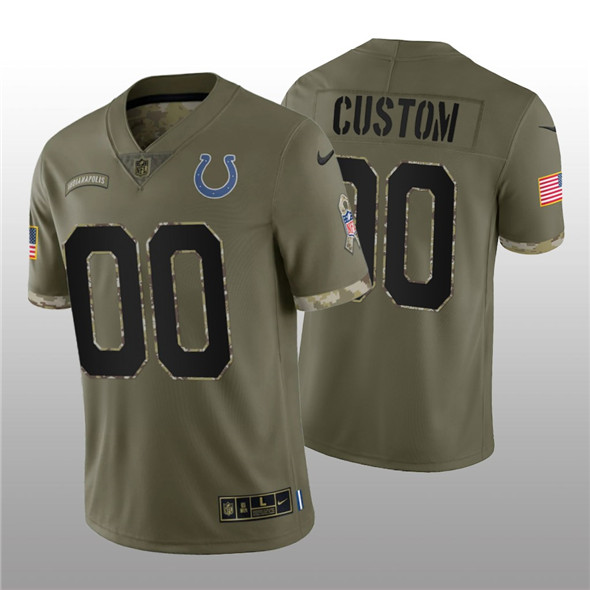 Men's Indianapolis Colts ACTIVE PLAYER Custom 2022 Olive Salute To Service Limited Stitched Jersey - Jersey