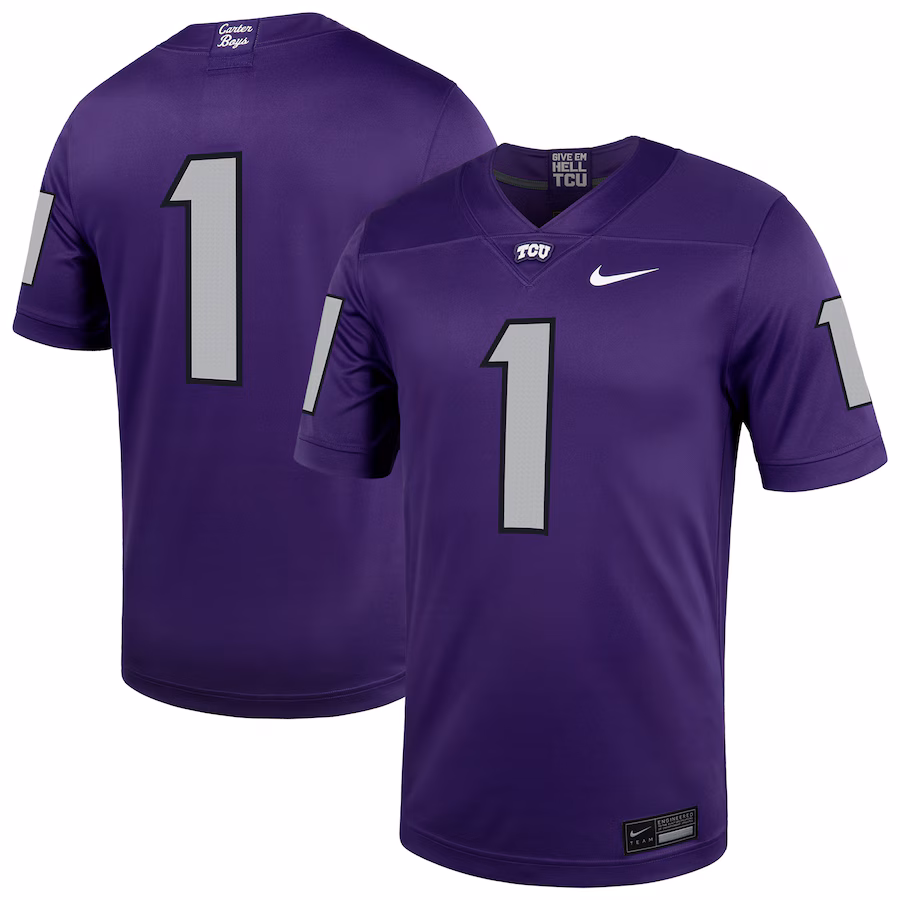 Men's Nike #1 Purple TCU Horned Frogs Untouchable Football Jersey - Jersey