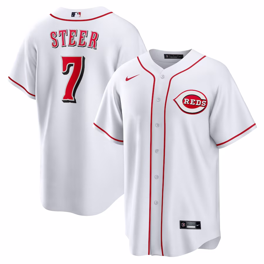 Men's Cincinnati Reds Spencer Steer Nike White Home Replica Jersey - Jersey