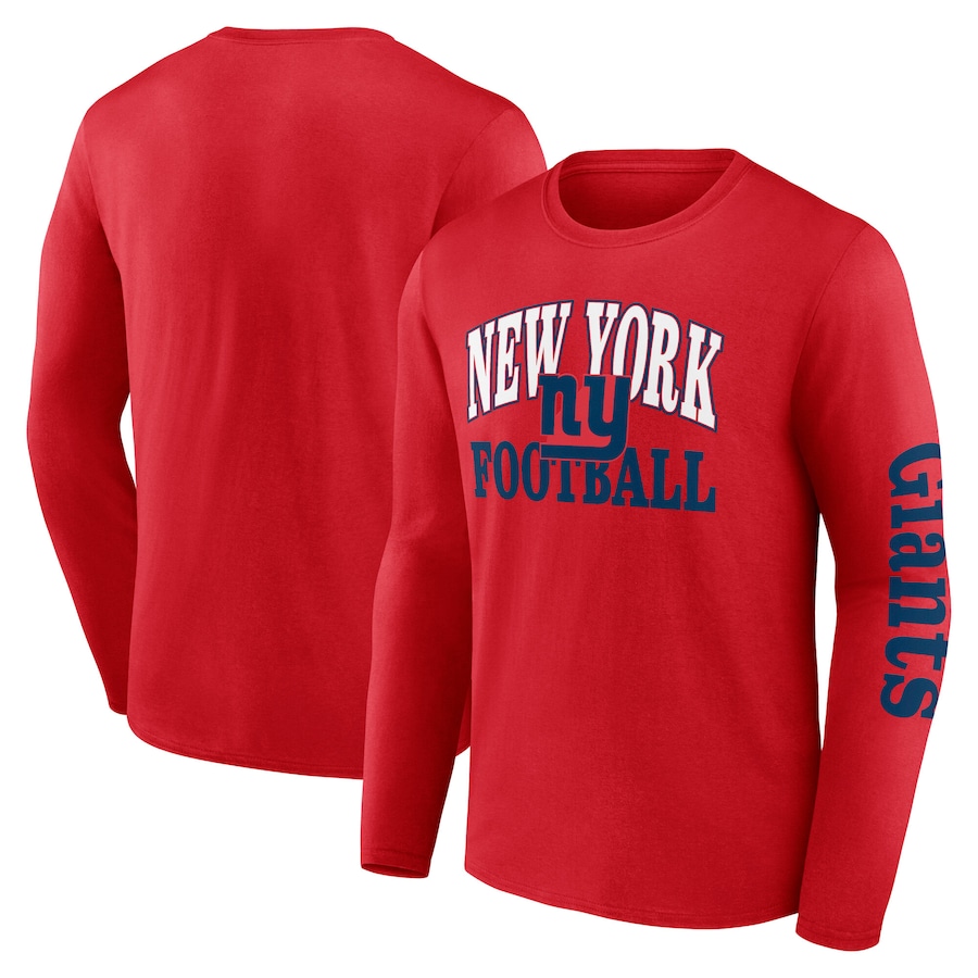 Men's New York Giants Fanatics Red Vintage Combo Up Two Long Sleeve T-Shirt - Jersey