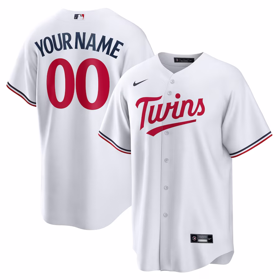 Men's Minnesota Twins Nike White Home Replica Custom Jersey - Jersey