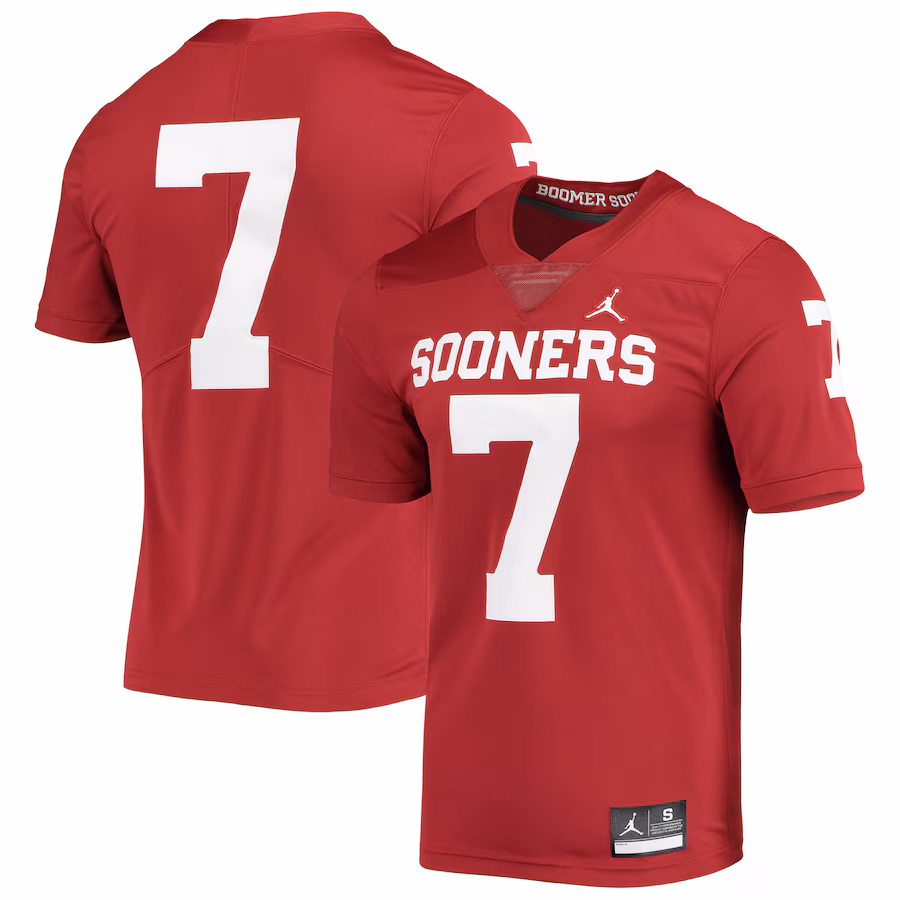 Men's Jordan Brand #7 Crimson Oklahoma Sooners Team Limited Jersey - Jersey