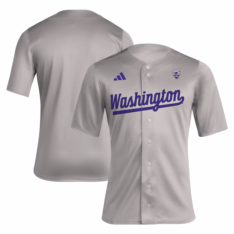 Men's adidas Gray Washington Huskies Replica Baseball Jersey - Jersey
