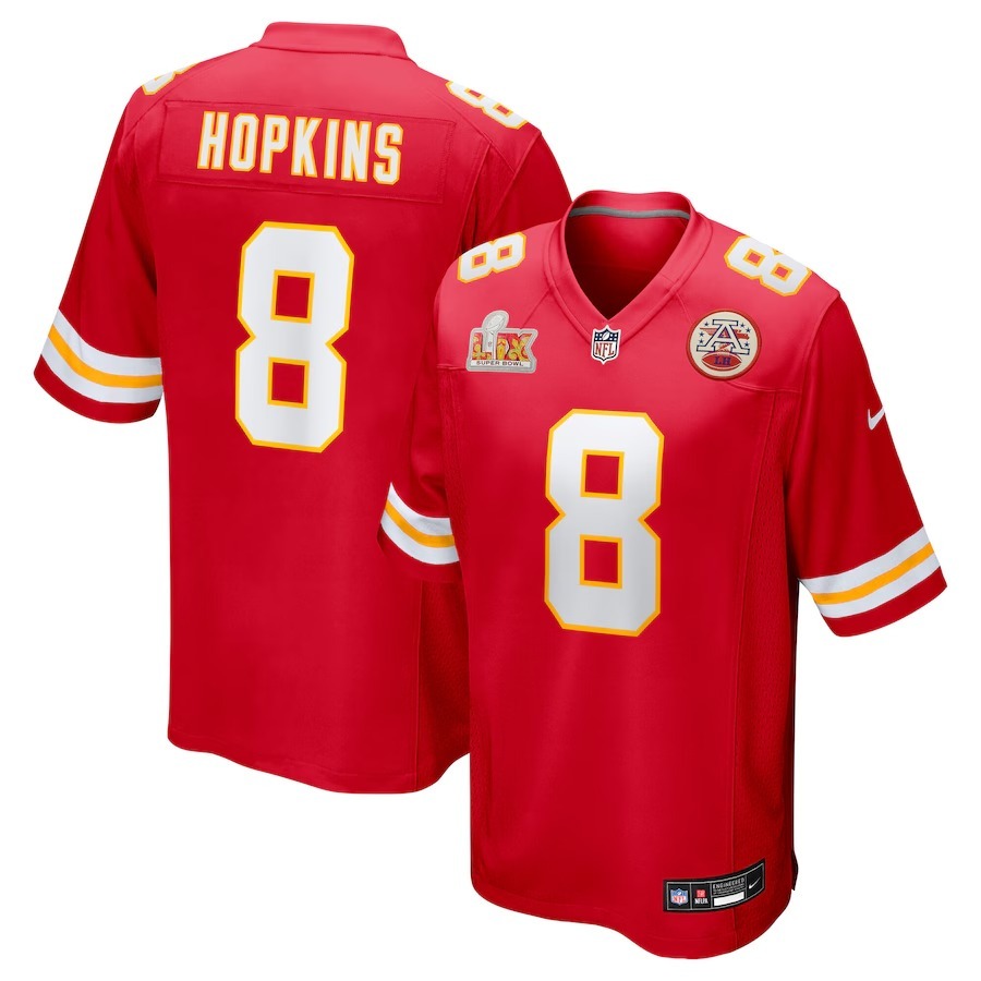 Men's Kansas City Chiefs DeAndre Hopkins Nike Red Super Bowl LIX Game Player Jersey - Jersey