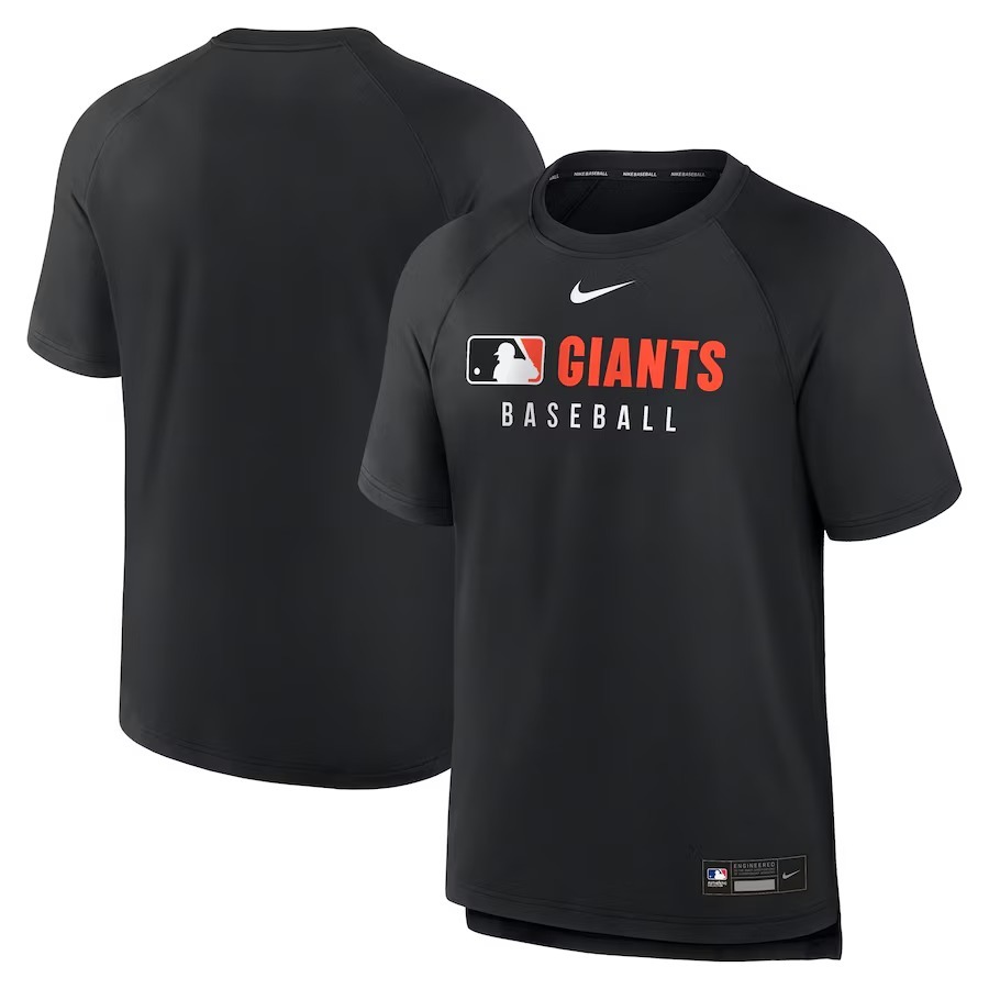 Men's San Francisco Giants Nike Black Authentic Collection Pregame Raglan Performance T-Shirt - Jersey
