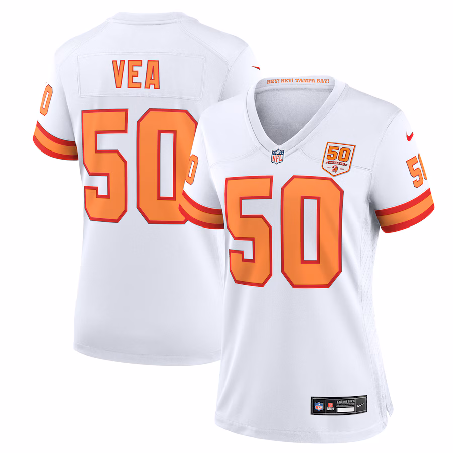 Women's '76 Tampa Bay Buccaneers Vita Vea Nike White 50th Season Game Jersey - Jersey