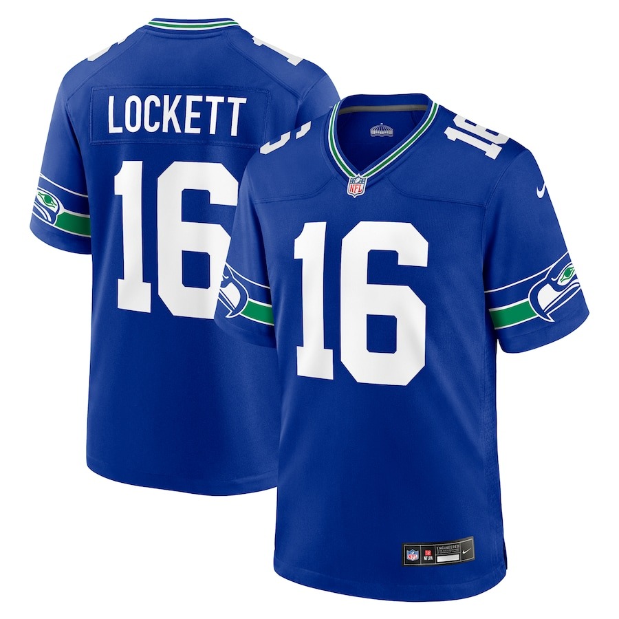 Men's Seattle Seahawks Tyler Lockett Nike Royal Throwback Player Game Jersey - Jersey