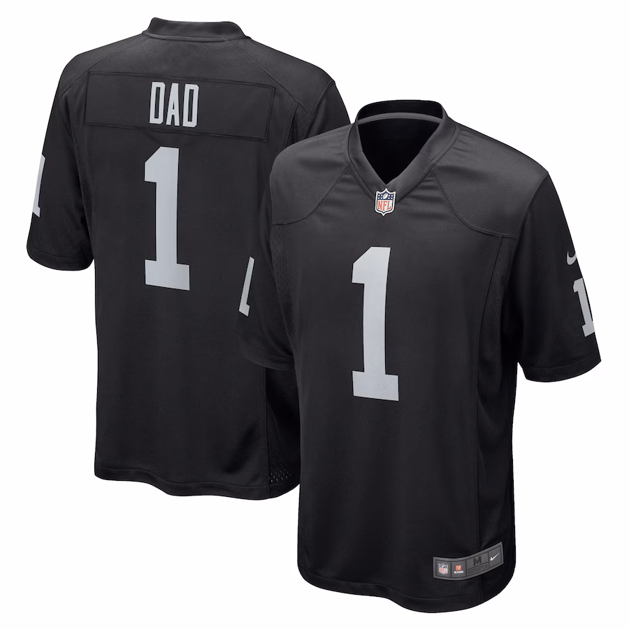 Men's Las Vegas Raiders Number 1 Dad Nike Black Game Jersey - Jersey