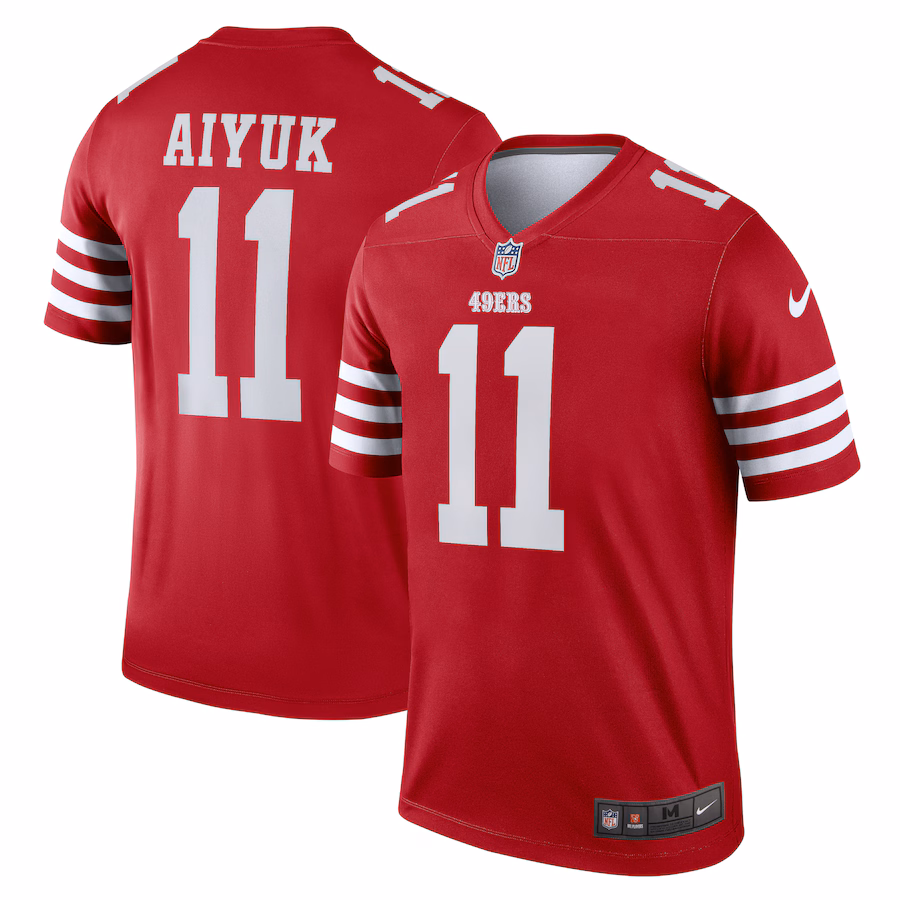 Men's San Francisco 49ers Brandon Aiyuk Nike Scarlet Team Legend Player Performance Top - Jersey