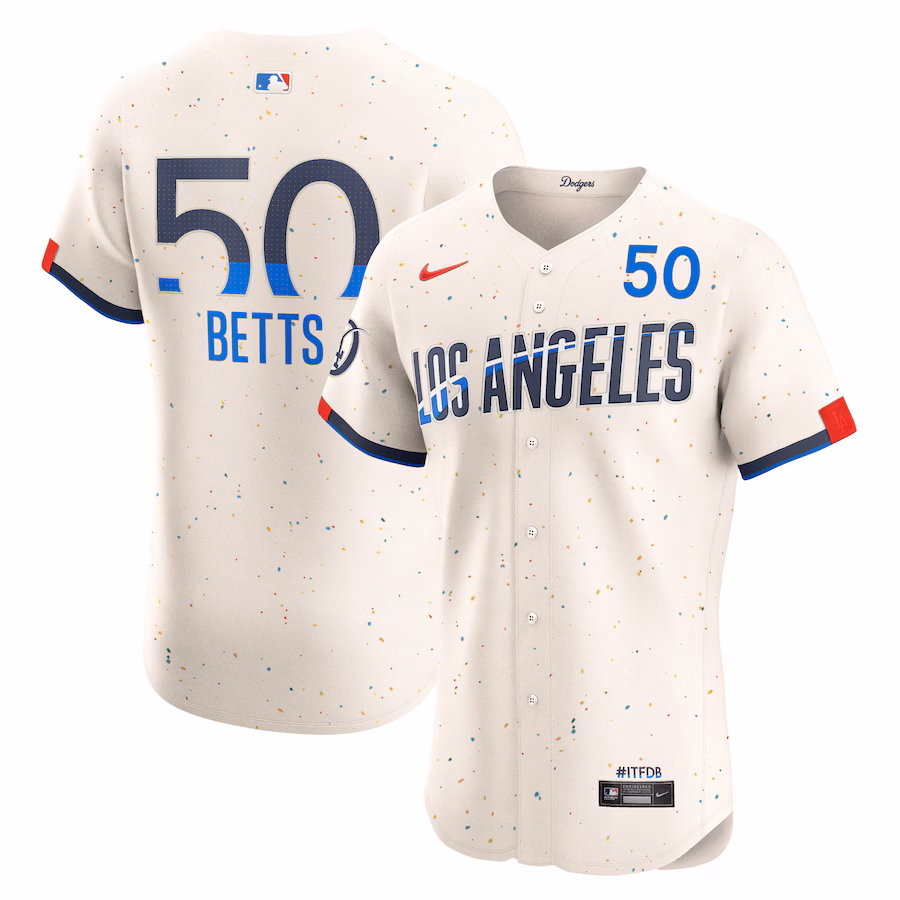 Men's Los Angeles Dodgers Mookie Betts Nike Cream City Connect Elite Player Jersey - Jersey