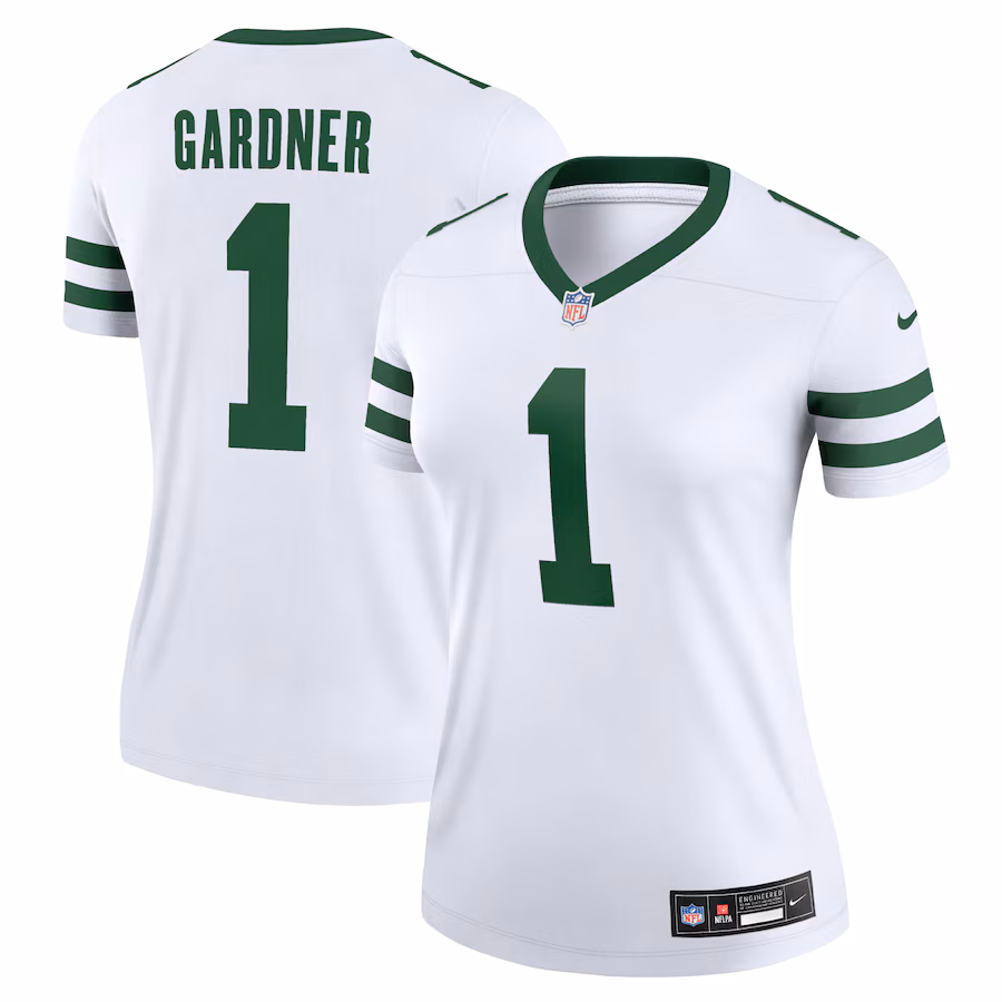 Women's New York Jets Sauce Gardner Nike Legacy White Legend Jersey - Jersey