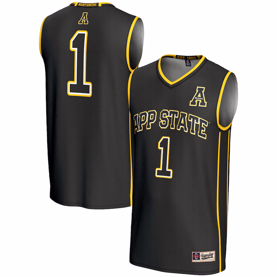 Youth GameDay Greats #1 Black Appalachian State Mountaineers Lightweight Basketball Jersey - Jersey