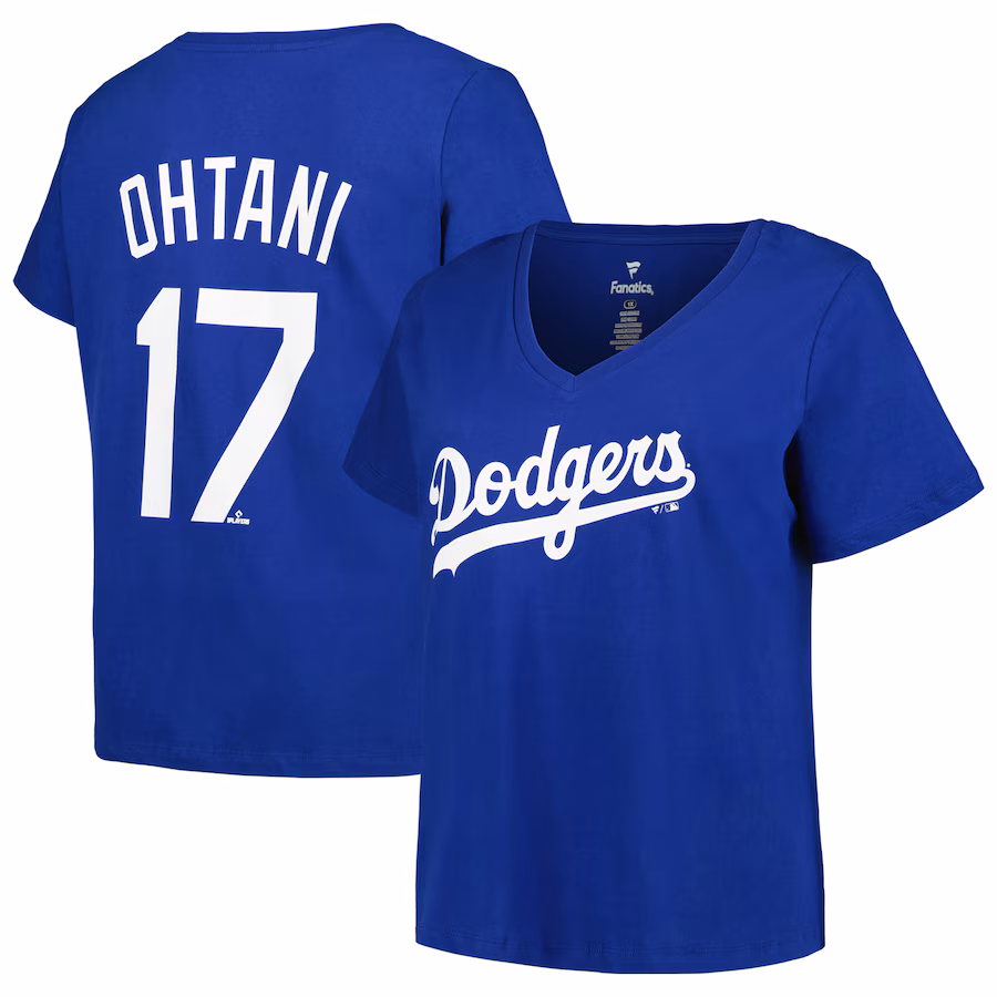 Women's Los Angeles Dodgers Shohei Ohtani Fanatics Royal Plus Size Name & Number T-Shirt - Jersey