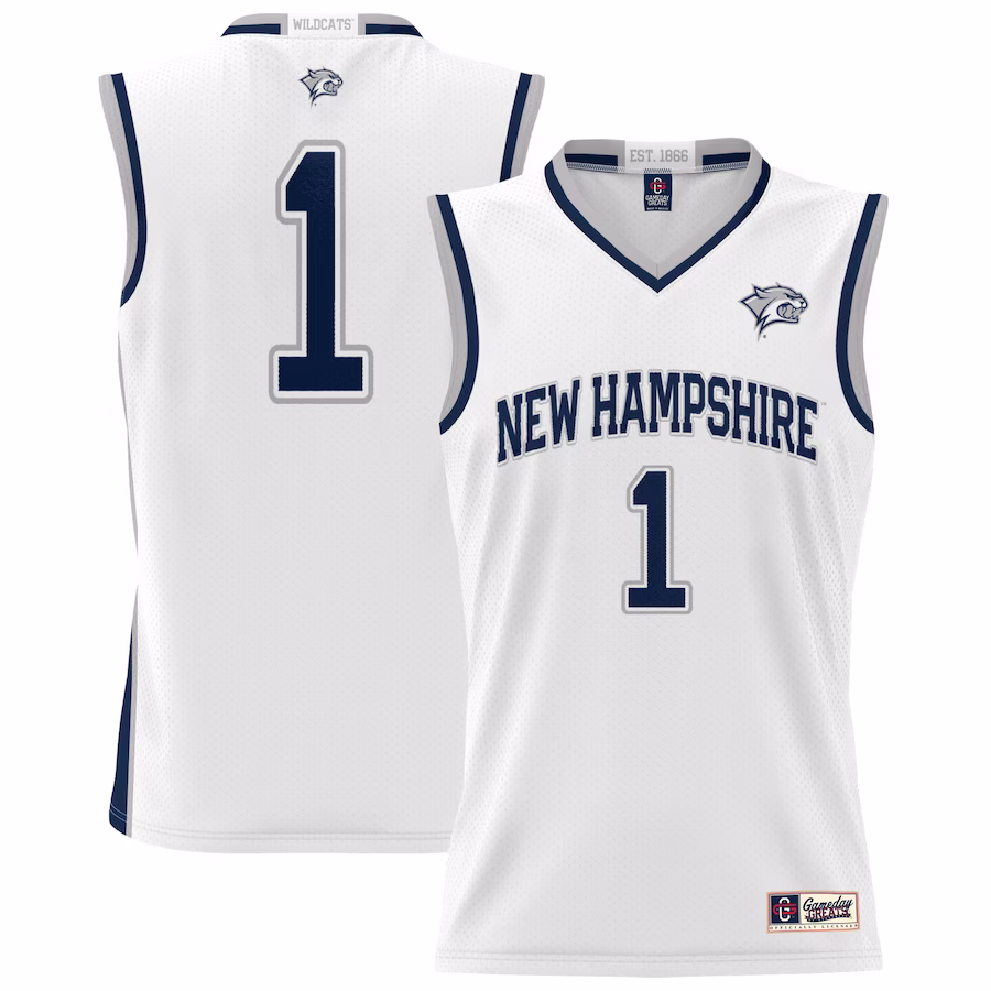 #1 New Hampshire Wildcats GameDay Greats Youth Lightweight Basketball Jersey - White - Jersey