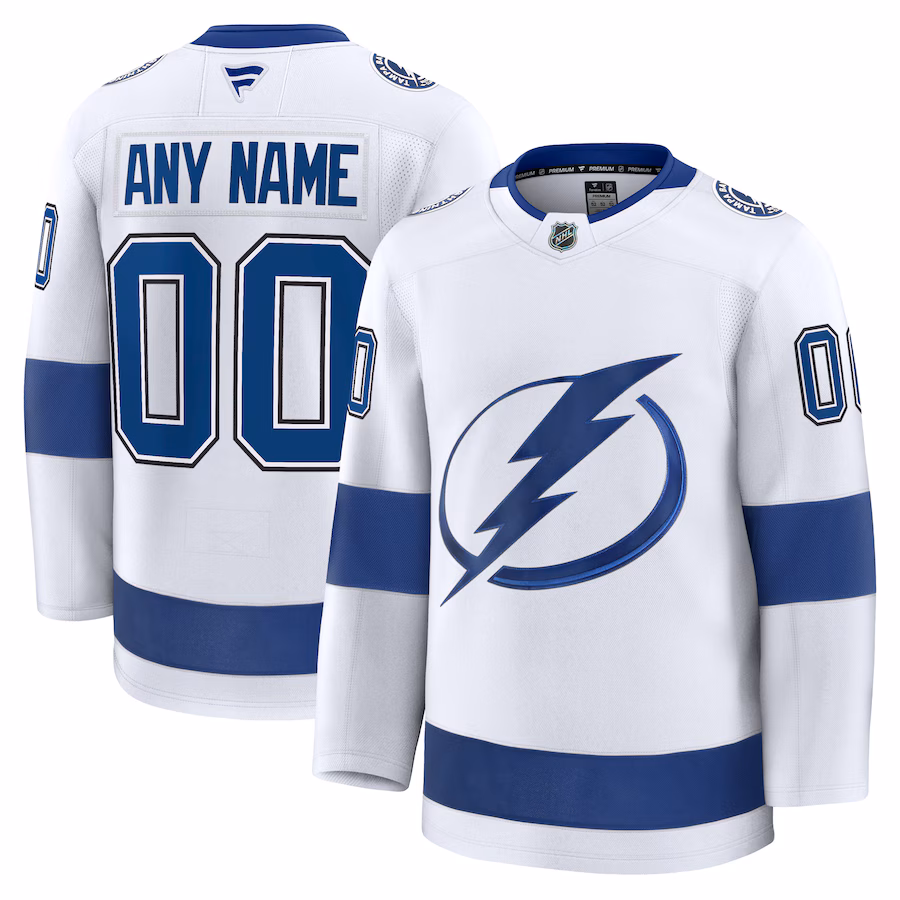 Men's Tampa Bay Lightning Fanatics White Away Premium Custom Jersey - Jersey