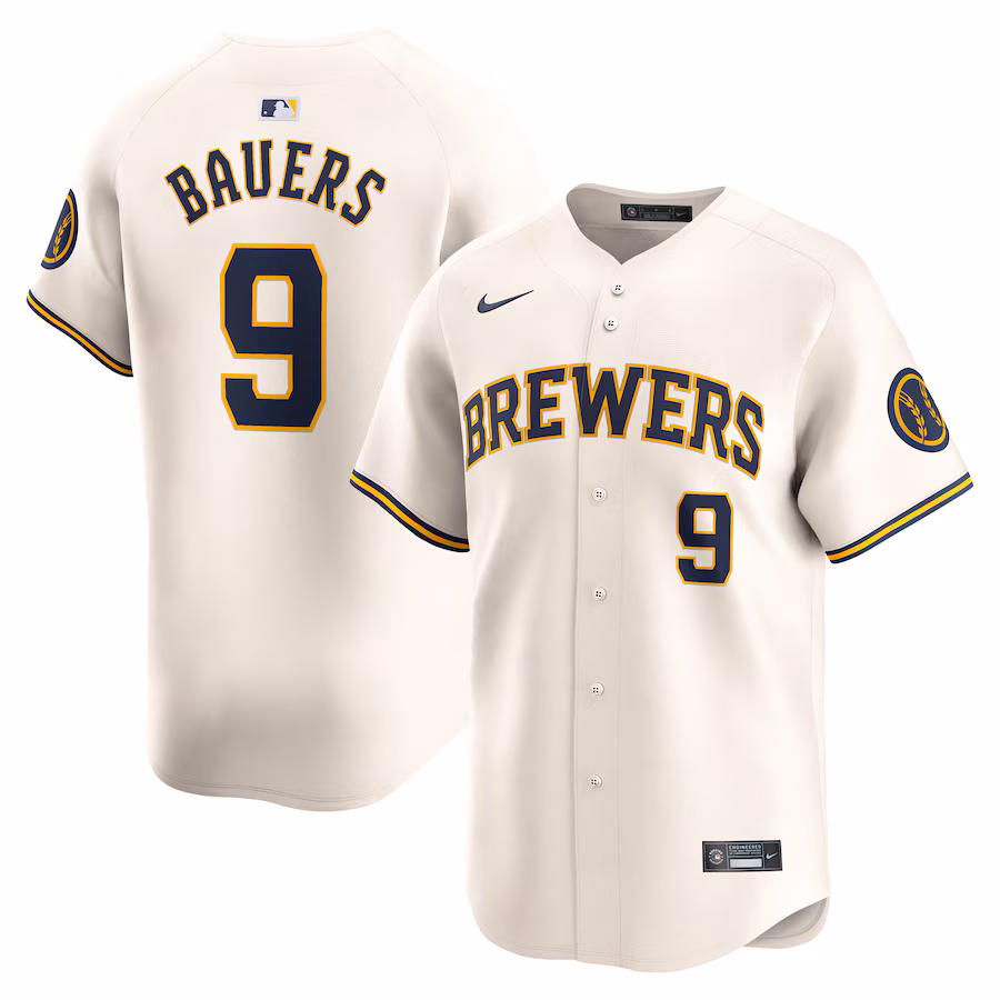 Men's Milwaukee Brewers Jake Bauers Nike Cream Home Limited Player Jersey - Jersey