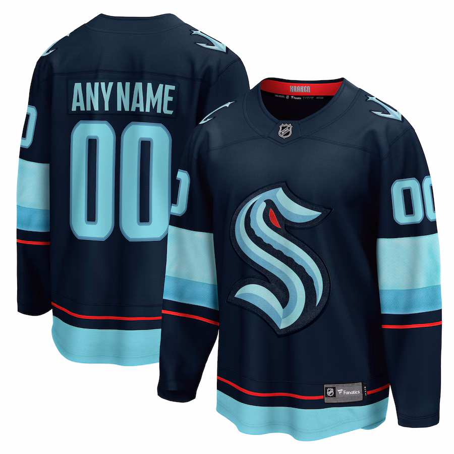 Men's Seattle Kraken Fanatics Navy Home Breakaway Custom Jersey - Jersey