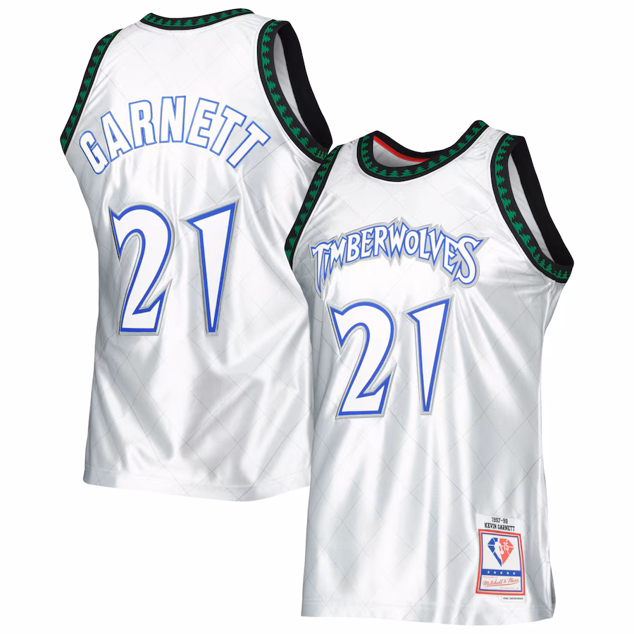 Men's Minnesota Timberwolves Kevin Garnett Mitchell & Ness Platinum 1997/98 Hardwood Classics 75th Anniversary Swingman Jersey - Jersey