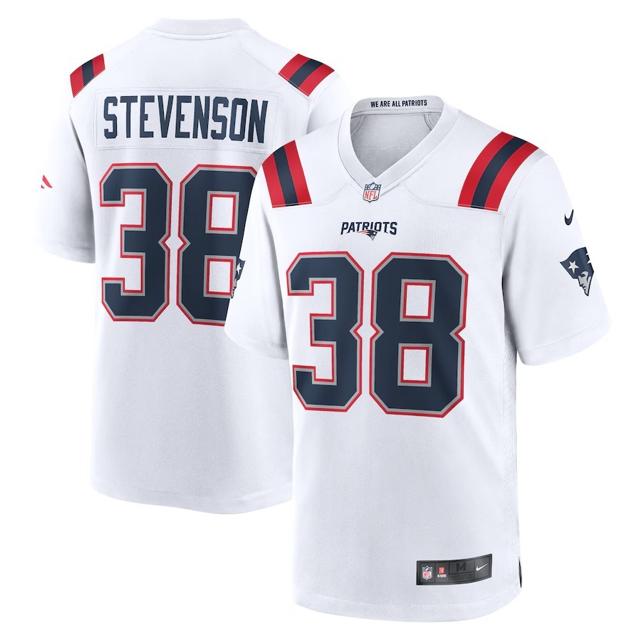 Men's New England Patriots Rhamondre Stevenson Nike White Game Player Jersey - Jersey