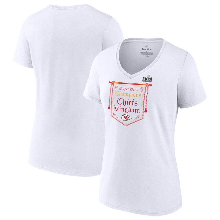 Women's Kansas City Chiefs  Fanatics White Super Bowl LVIII Champions On Top V-Neck T-Shirt - Jersey