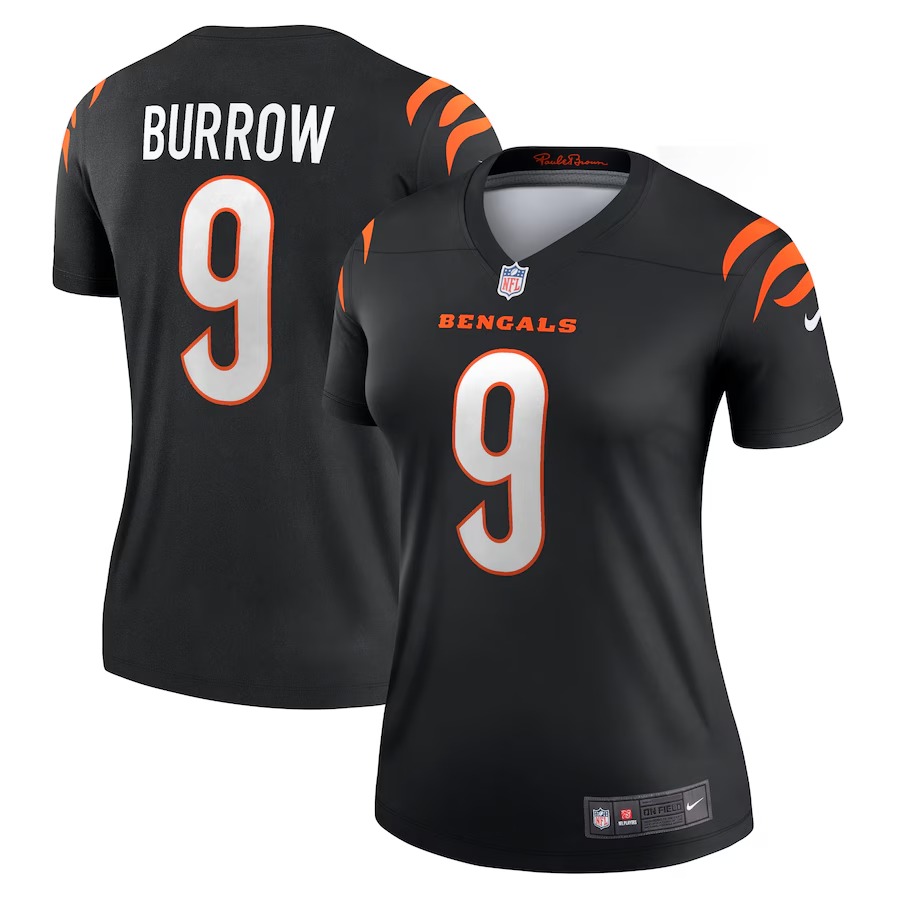 Women's Cincinnati Bengals Joe Burrow Nike Black Legend Player Performance Top - Jersey
