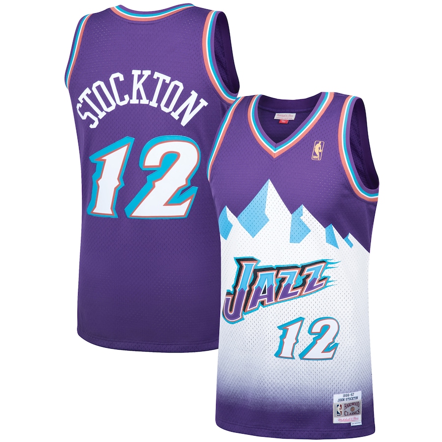 Men's Utah Jazz John Stockton Mitchell & Ness Purple Hardwood Classics Swingman Jersey - Jersey