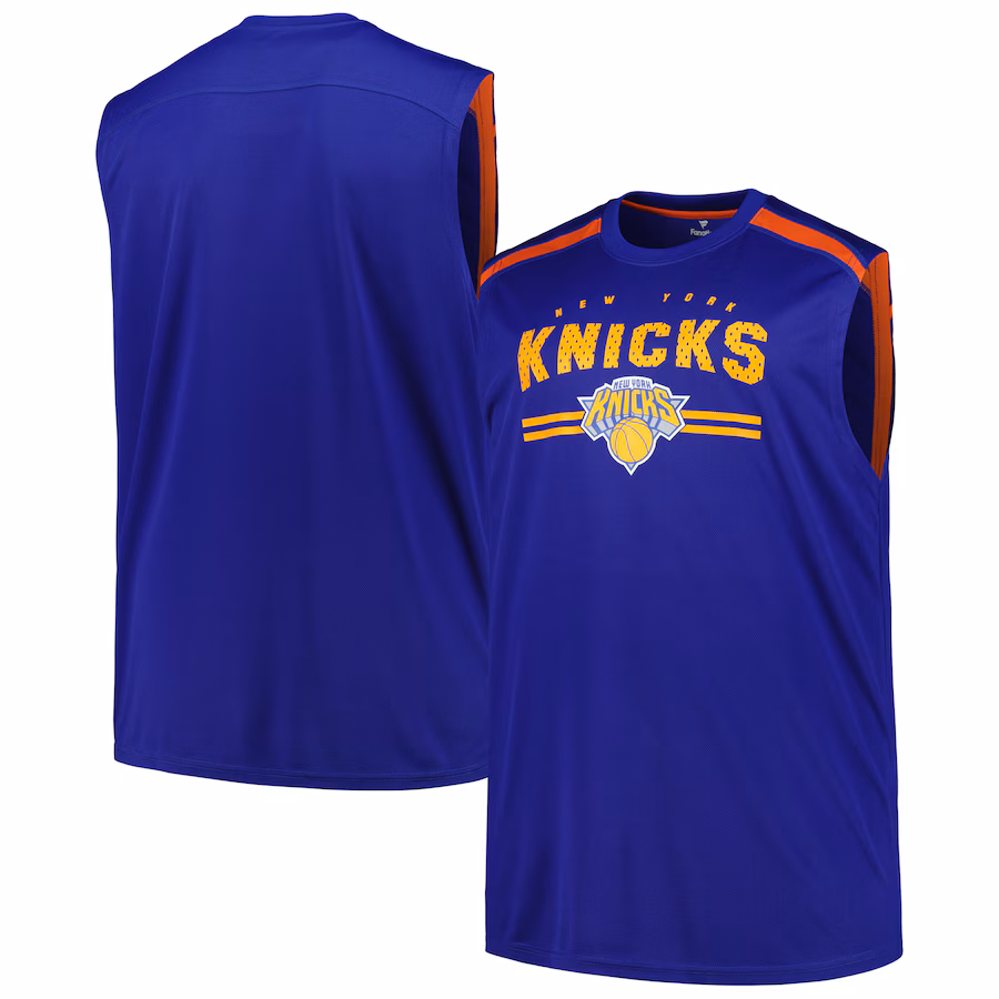 Men's New York Knicks Fanatics Blue Big & Tall Birdseye Muscle Tank Top - Jersey