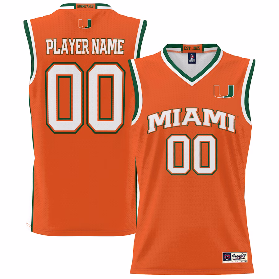 Miami Hurricanes GameDay Greats Unisex NIL Pick-A-Player Lightweight Basketball Jersey - Orange - Jersey