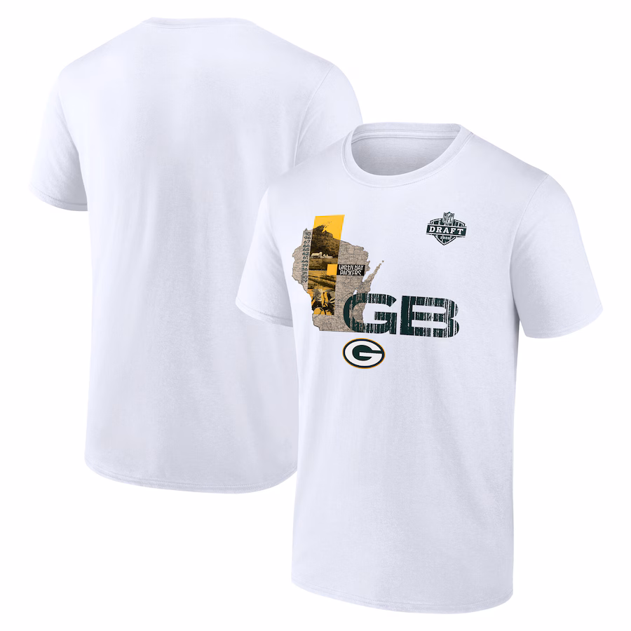 Men's Green Bay Packers White 2025 NFL Draft T-Shirt - Jersey
