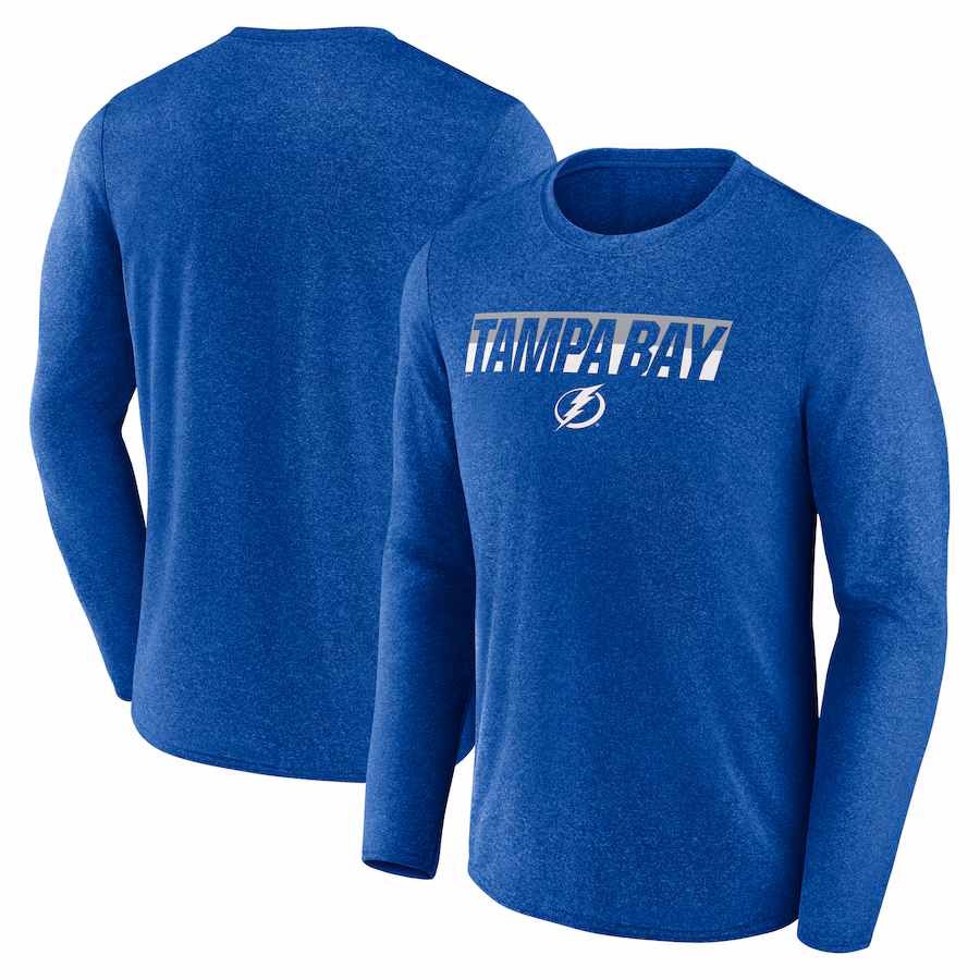 Men's Tampa Bay Lightning Fanatics Heather Blue Transition Long Sleeve T-Shirt - Jersey