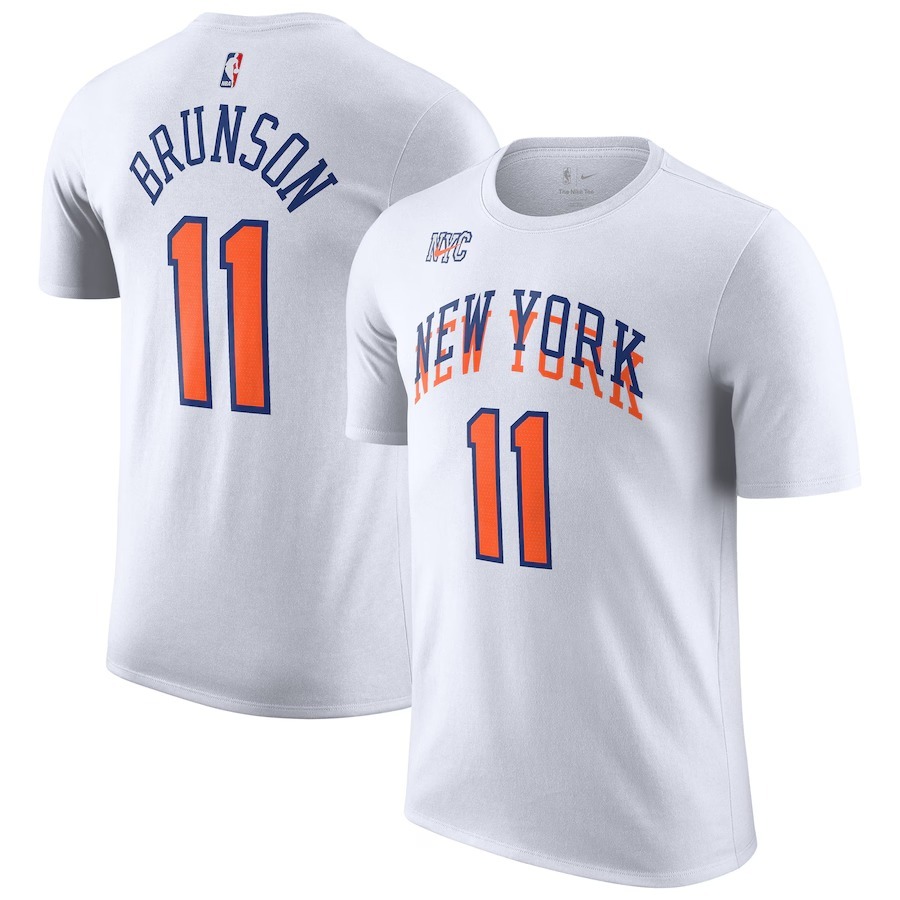 Men's New York Knicks Jalen Brunson Nike White 2024/25 City Edition Name & Number T-Shirt - Jersey
