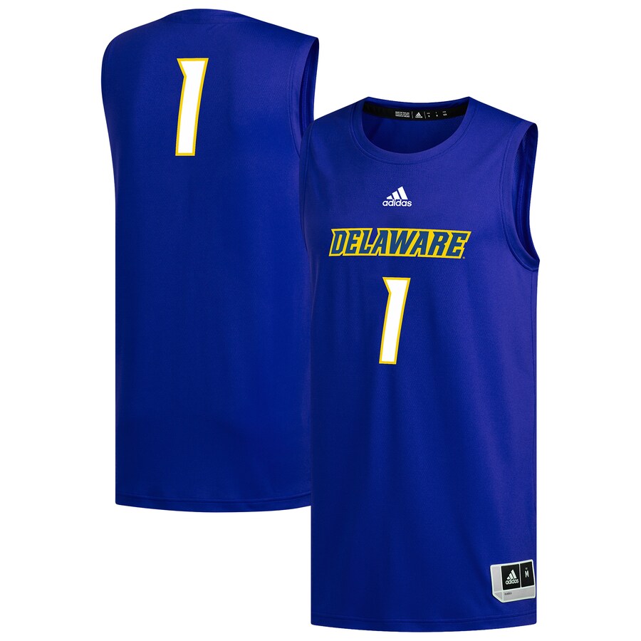 Men's adidas #1 Royal Delaware Fightin' Blue Hens Replica Basketball Jersey - Jersey